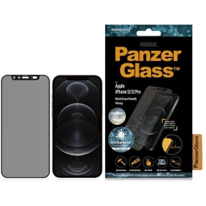 Szkło hartowane PanzerGlass E2E Microfracture Apple iPhone 12/12 Pro Case Friendly CamSlider Privacy Antibacterial czarny/black