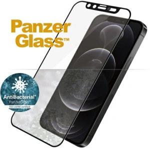 Szkło hartowane PanzerGlass E2E Microfracture Apple iPhone 12/12 Pro CamSlider Case Friendly AntiBacterial czarny/black