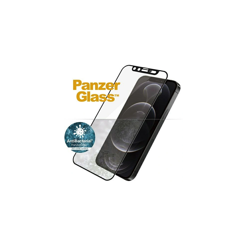 Szkło hartowane PanzerGlass E2E Microfracture Apple iPhone 12/12 Pro CamSlider Case Friendly AntiBacterial czarny/black