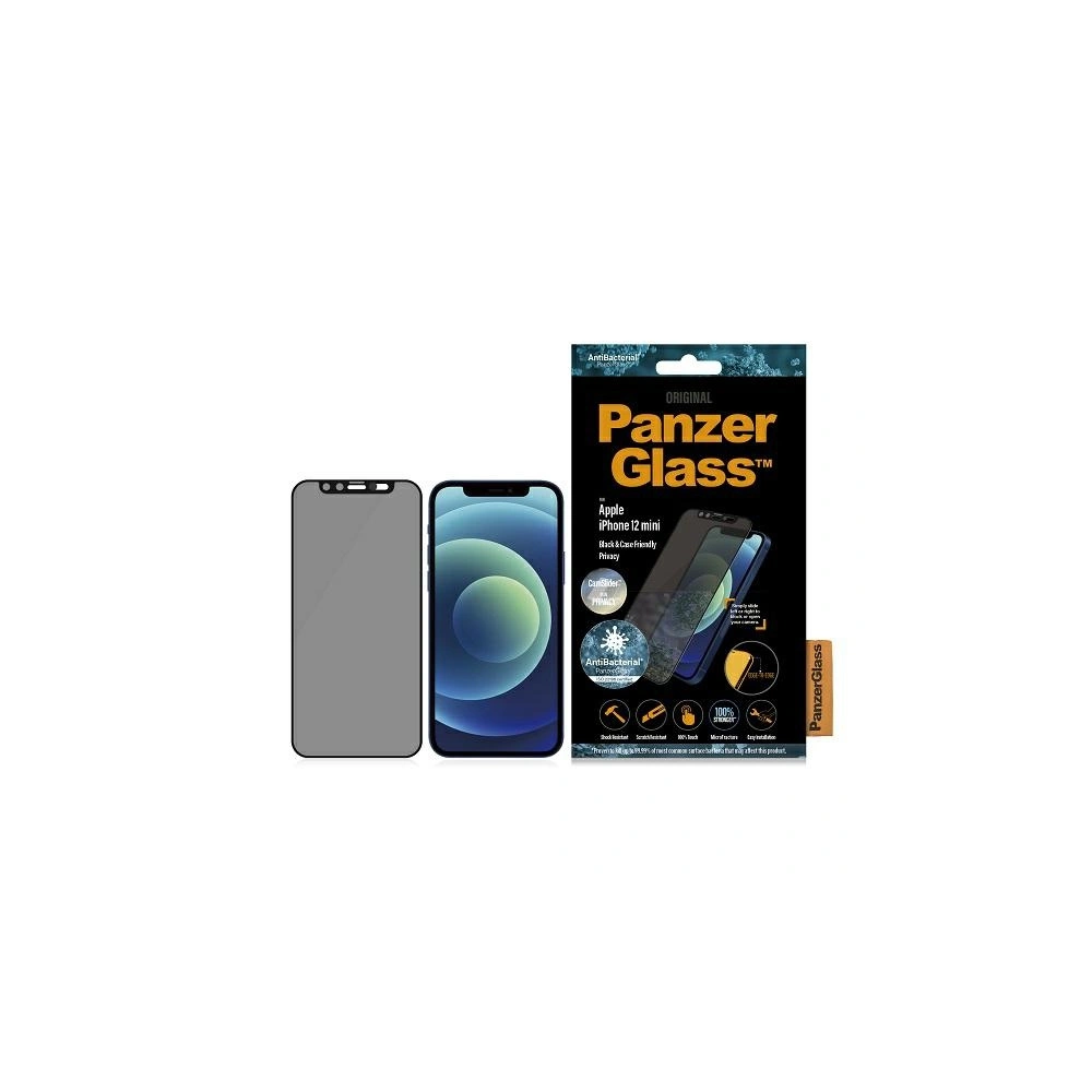 Szkło hartowane PanzerGlass E2E Microfracture Apple iPhone 12 mini Case Friendly CamSlider Privacy Antibacterial czarny/black