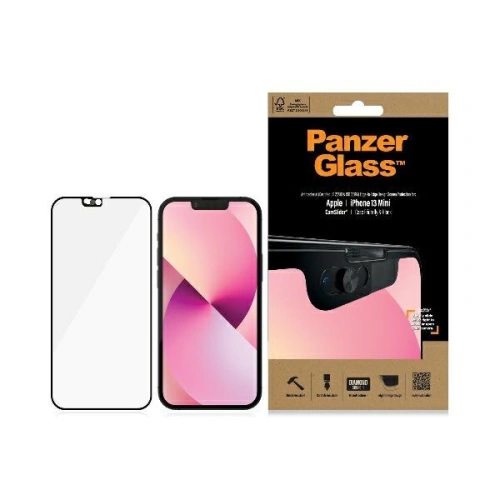 Kup Edzett üveg PanzerGlass E2E Mikrotörés Apple iPhone 13 mini CamSlider Case Friendly Antibakteriális fekete/black 2747 - PZG160 - {ean13} - Sklep Home Screen