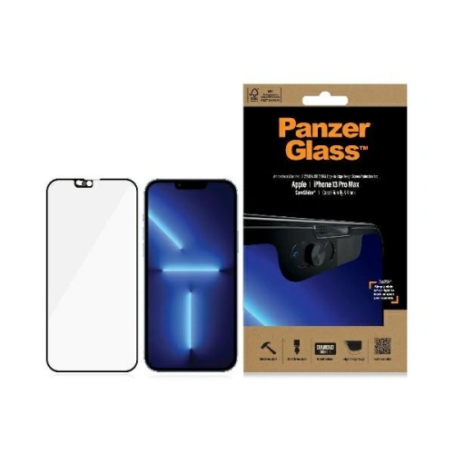 Kup PanzerGlass Apple Gehärtetes Glas E2E Microfracture iPhone 13 Pro Max CamSlider Case Friendly AntiBacterial schwarz/schwarz 2749 - PZG163 - {ean13} - Sklep Home Screen
