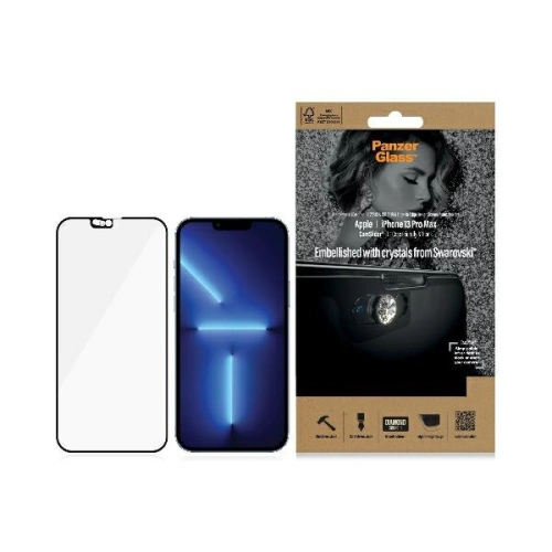 Kup PanzerGlass Apple Gehärtetes Glas E2E Microfracture iPhone 13 Pro Max CamSlider Swarovsky Case Friendly AntiBacterial schwarz/schwarz 2752 - PZG164 - {ean13} - Sklep Home Screen