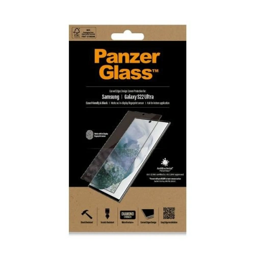 Kup Szkło hartowane PanzerGlass E2E Microfracture Samsung Galaxy S22 Ultra Case Friendly AntiBacterial czarny/black 7295 - PZG177 - {ean13} - Sklep Home Screen