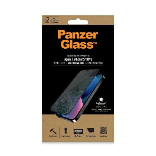 Kup Privatizáló üveg PanzerGlass E2E Privacy Apple iPhone 16e / 14 / 13 / 13 Pro Case Friendly Mikrorepedés Ellenálló Antibakteriális fekete/black ProP2745 - PZG180 - {ean13} - Sklep Home Screen