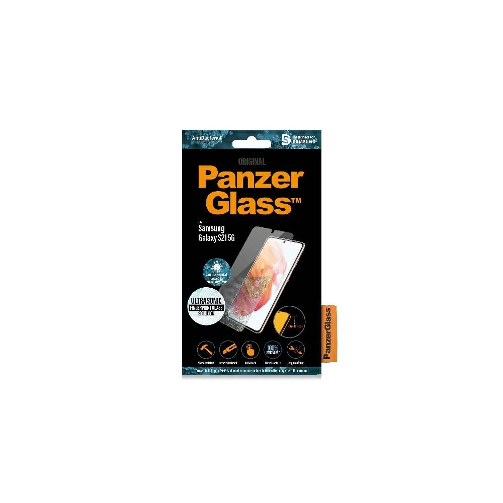 Szkło hartowane PanzerGlass E2E Pro Microfracture Samsung Galaxy S21 Case Friendly Finger Print AntiBacterial czarny/black