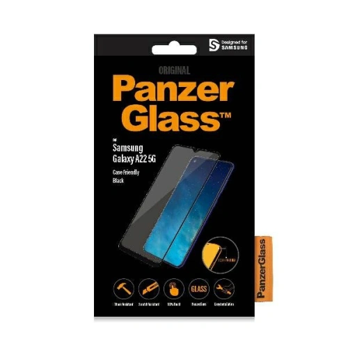 Kup PanzerGlass Samsung Tempered Glass E2E Regular Galaxy A22 5G Case Friendly schwarz/schwarz - PZG187 - {ean13} - Sklep Home Screen