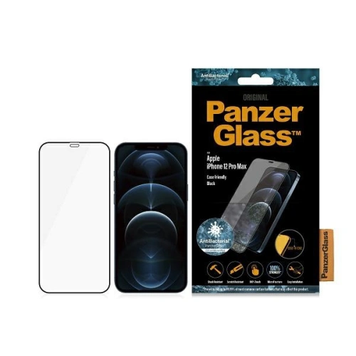 Kup Sticlă securizată PanzerGlass E2E Super+ Apple iPhone 12 Pro Max Case Friendly AntiBacterial Microfracture negru/black - PZG216 - {ean13} - Sklep Home Screen