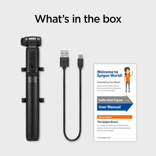 Buy Spigen S540w Wireless Selfie Stick Tripod Black - SPN732BLK - {ean13} - Home Screen Store Europe