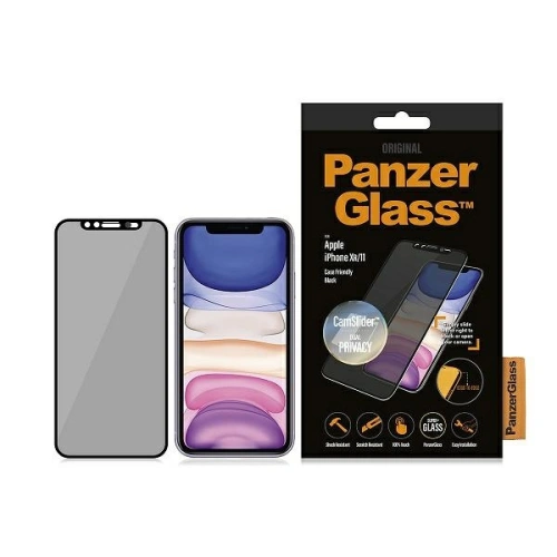 Kup PanzerGlass Apple Gehärtetes Glas E2E Super+ iPhone 11/XR Case Friendly, CamSlider Privacy schwarz/schwarz - PZG227 - {ean13} - Sklep Home Screen