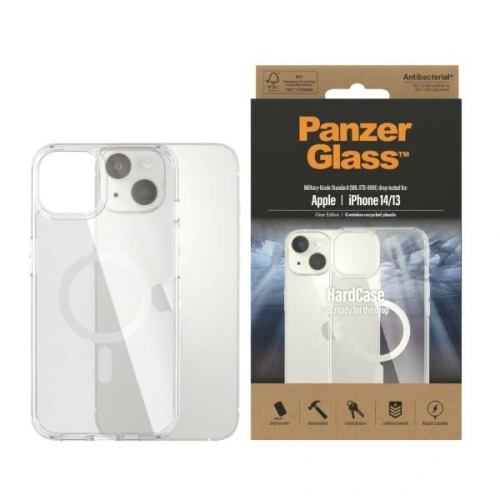Kup Etui PanzerGlass HardCase Apple iPhone 14/13 MagSafe antibacterian de grad militar transparent 0409 - PZG285 - {ean13} - Sklep Home Screen