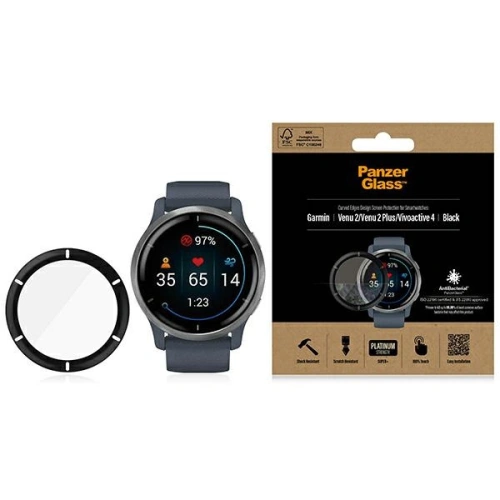 Kup Zesílené sklo PanzerGlass SmartWatch Garmin Venu 2/Venu 2 Plus/Vivoactive 4 černé/black 3652 - PZG313 - {ean13} - Sklep Home Screen