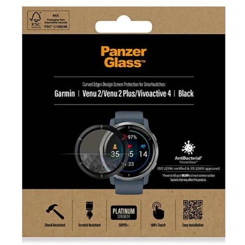 Kup Zesílené sklo PanzerGlass SmartWatch Garmin Venu 2/Venu 2 Plus/Vivoactive 4 černé/black 3652 - PZG313 - {ean13} - Sklep Home Screen