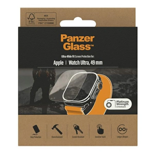 Kup Tvrzené sklo PanzerGlass Ultra-Wide Fit Apple Watch Ultra 49mm Ochrana obrazovky Platinium Strength 3680 - PZG336 - {ean13} - Sklep Home Screen
