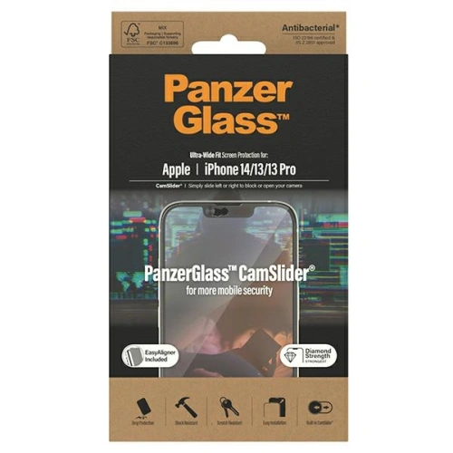 Kup Szkło hartowane PanzerGlass Ultra-Wide Fit Apple iPhone 14/13/13 Pro Screen Protection CamSlider Antibacterial Easy Aligner Included 2795 - PZG337 - {ean13} - Sklep Home Screen