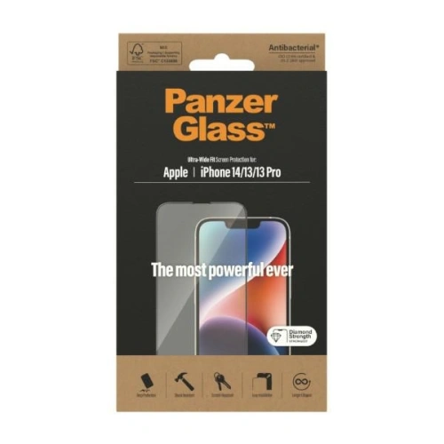 Kup Szkło hartowane PanzerGlass Ultra-Wide Fit Apple iPhone 14/13/13 Pro Screen Protection Antibacterial 2771 - PZG340 - {ean13} - Sklep Home Screen