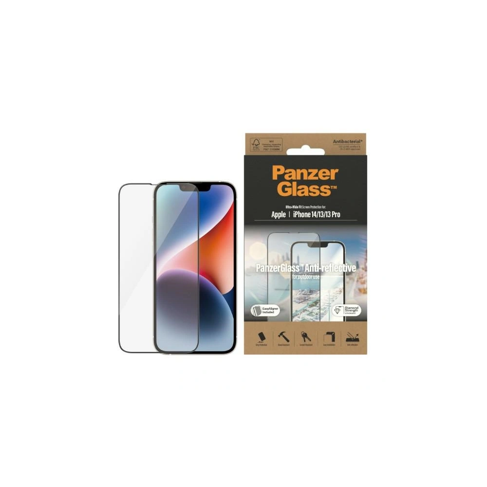 Szkło hartowane PanzerGlass Ultra-Wide Fit Apple iPhone 14/13/13 Pro Screen Protection Anti-reflective Antibacterial Easy Aligner Included 2787