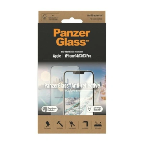 Kup Szkło hartowane PanzerGlass Ultra-Wide Fit Apple iPhone 14/13/13 Pro Screen Protection Anti-reflective Antibacterial Easy Aligner Included 2787 - PZG343 - {ean13} - Sklep Home Screen