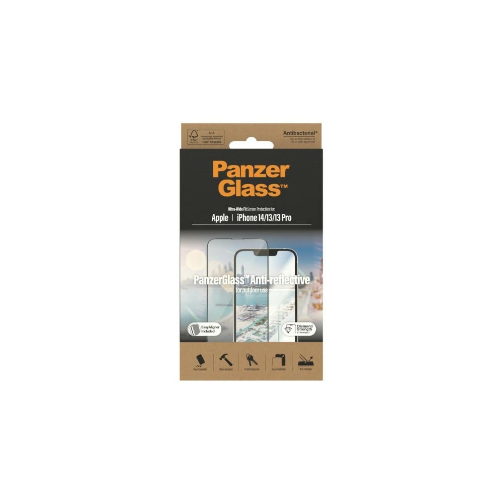 Szkło hartowane PanzerGlass Ultra-Wide Fit Apple iPhone 14/13/13 Pro Screen Protection Anti-reflective Antibacterial Easy Aligner Included 2787