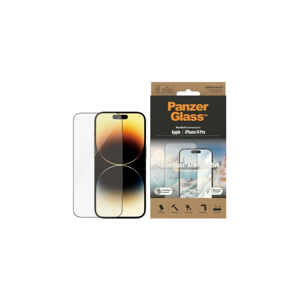 Szkło hartowane PanzerGlass Ultra-Wide Fit Apple iPhone 14 Pro Screen Protection Anti-reflective Antibacterial Easy Aligner Included 2788