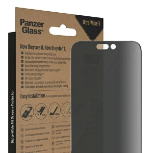 Szkło hartowane PanzerGlass Ultra-Wide Fit Apple iPhone 14 Pro Max Privacy Screen Protection Antibacterial Easy Aligner Included P2786