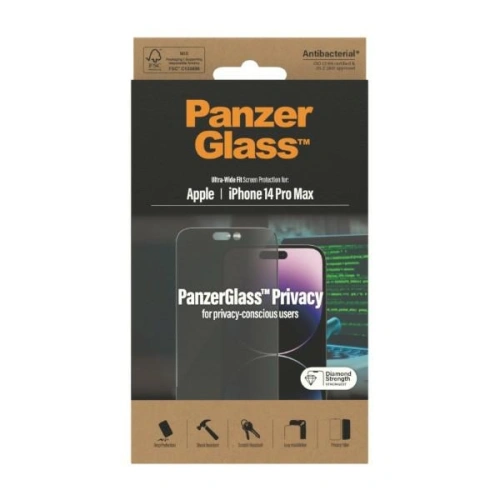 Kup PanzerGlass Apple Gehärtetes Glas Ultra-Wide Fit iPhone 14 Pro Max Privatsphäre Bildschirm Schutz Antibakteriell P2774 - PZG351 - {ean13} - Sklep Home Screen