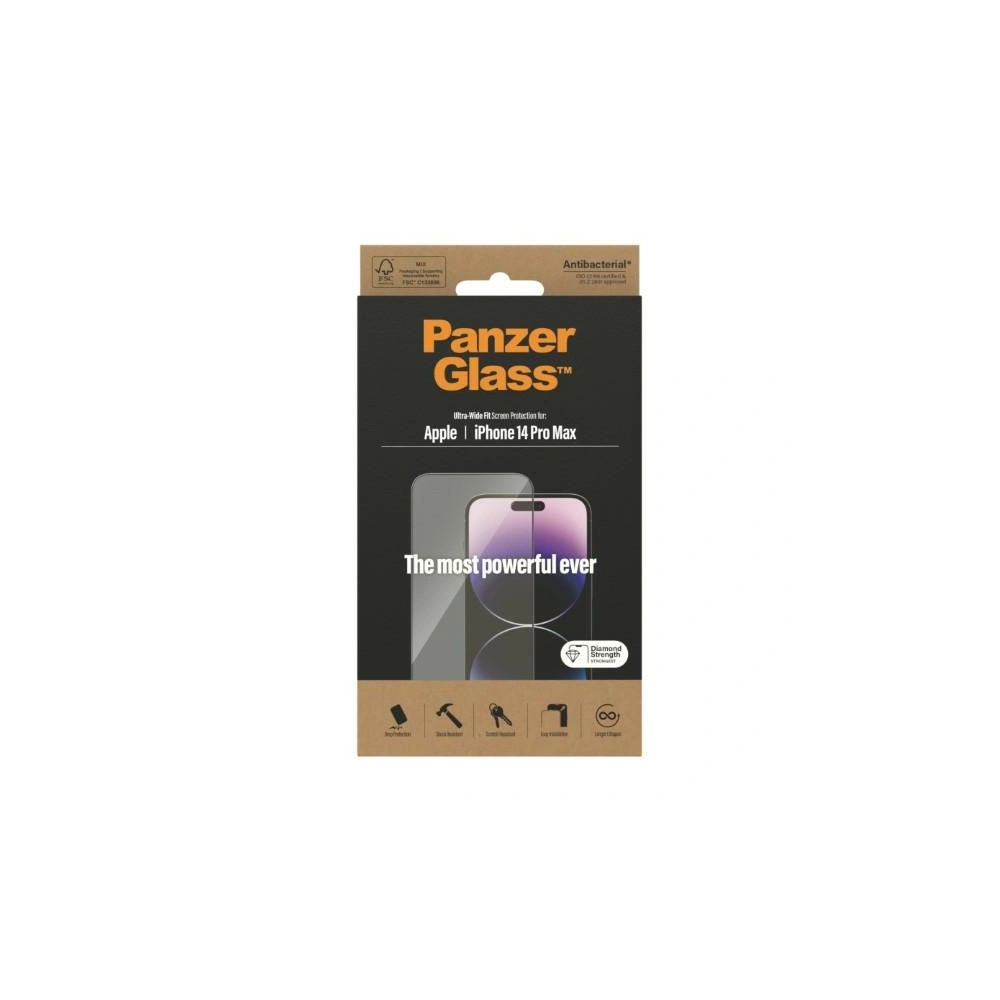 Szkło hartowane PanzerGlass Ultra-Wide Fit Apple iPhone 14 Pro Max Screen Protection Antibacterial 2774