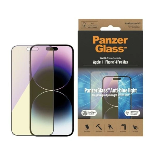 Kup Sticlă securizată PanzerGlass Ultra-Wide Fit Apple iPhone 14 Pro Max Protecție Ecran Antibacterian Aliniator Ușor Inclus Anti-lumină albastră 2794 - PZG354 - {ean13} - Sklep Home Screen