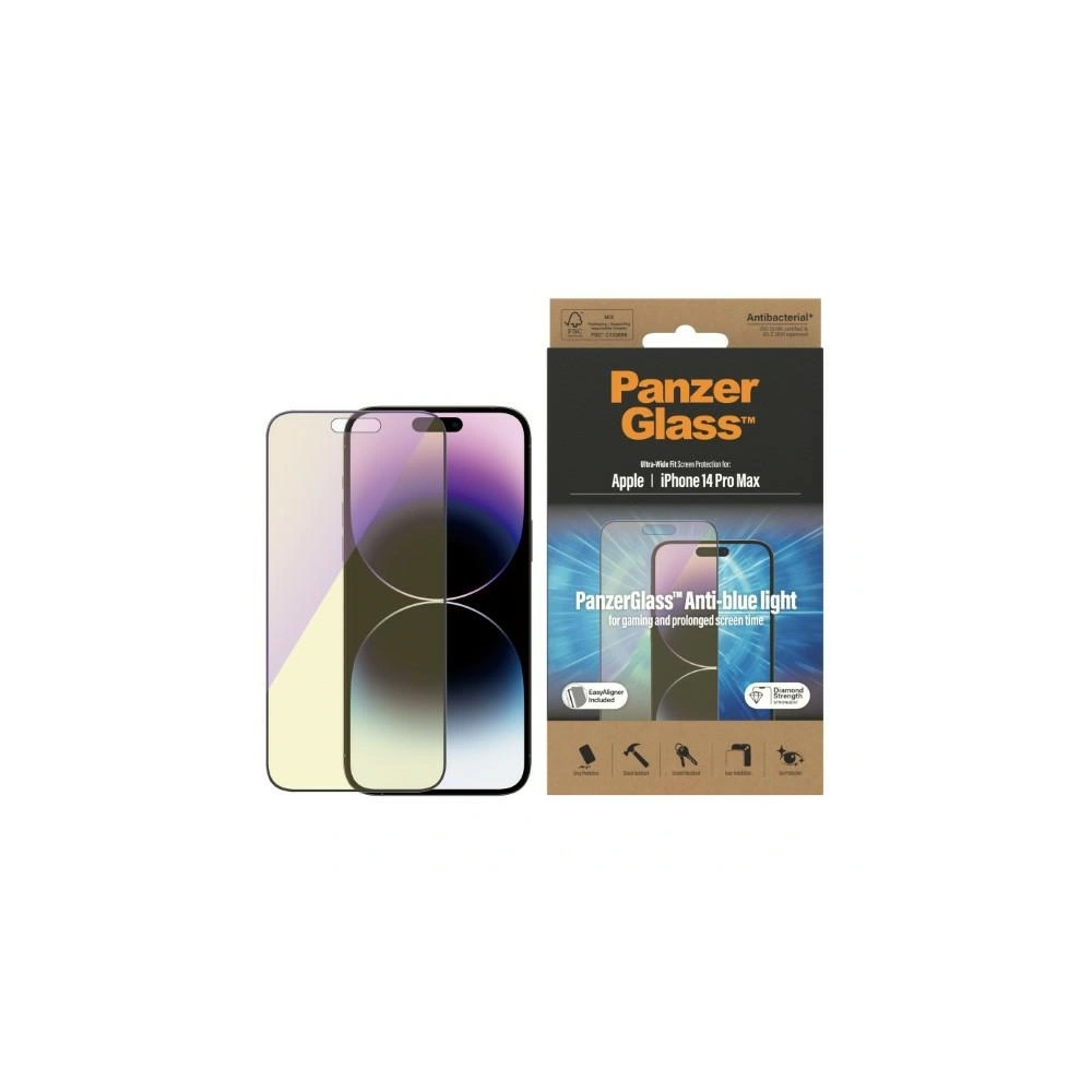 Szkło hartowane PanzerGlass Ultra-Wide Fit Apple iPhone 14 Pro Max Screen Protection Antibacterial Easy Aligner Included Anti-blue light 2794