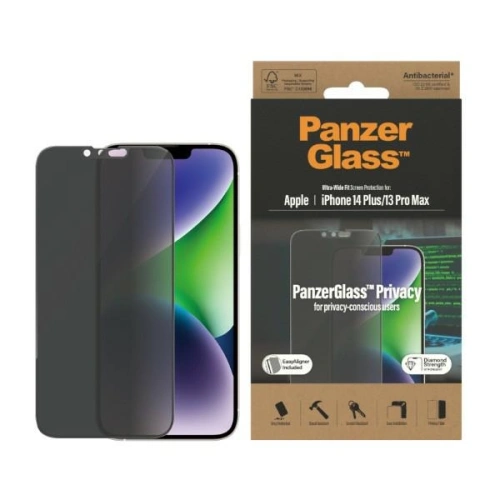 Kup Szkło hartowane PanzerGlass Ultra-Wide Fit Apple iPhone iPhone 14 Plus / 15 Plus Privacy Screen Protection Antibacterial Easy Aligner Included P2785 - PZG356 - {ean13} - Sklep Home Screen