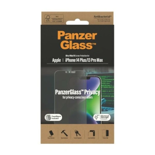 Kup Szkło hartowane PanzerGlass Ultra-Wide Fit Apple iPhone iPhone 14 Plus / 15 Plus Privacy Screen Protection Antibacterial Easy Aligner Included P2785 - PZG356 - {ean13} - Sklep Home Screen