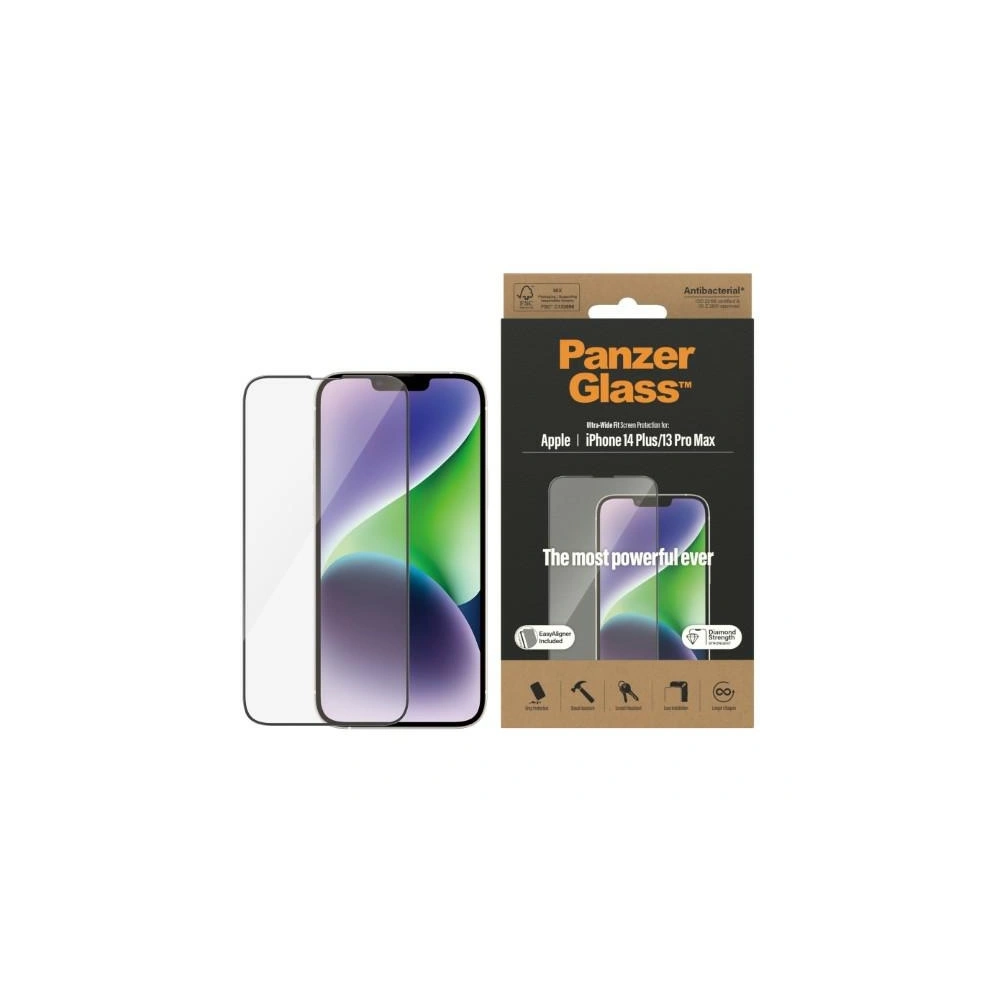 Szkło hartowane PanzerGlass Ultra-Wide Fit Apple iPhone iPhone 14 Plus / 15 Plus Screen Protection Antibacterial Easy Aligner Included 2785