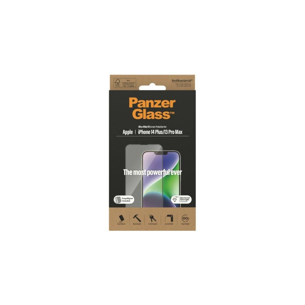 Szkło hartowane PanzerGlass Ultra-Wide Fit Apple iPhone iPhone 14 Plus / 15 Plus Screen Protection Antibacterial Easy Aligner Included 2785