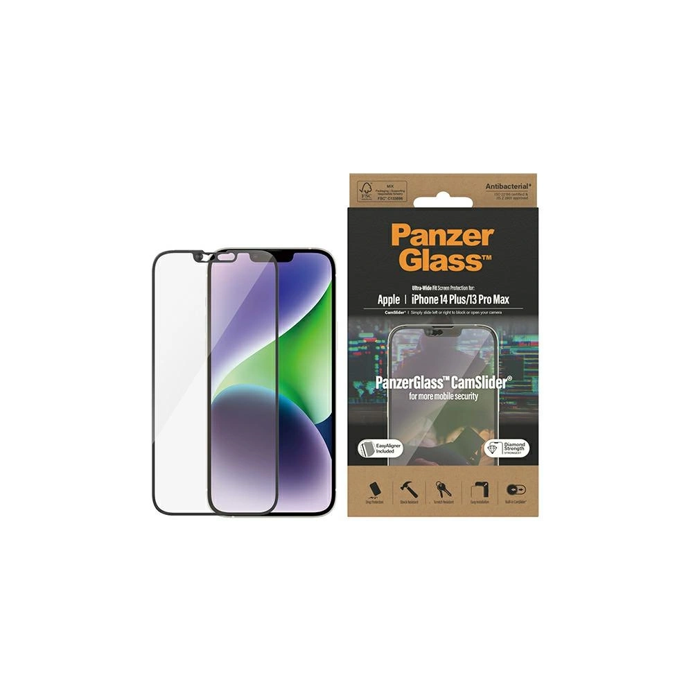 Szkło hartowane PanzerGlass Ultra-Wide Fit Apple iPhone iPhone 14 Plus / 15 Plus Screen Protection CamSlider Antibacterial Easy Aligner Included 2797