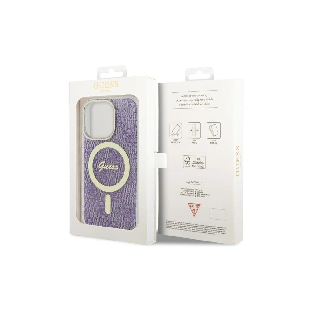 Etui Guess GUHMP14LH4STU Apple iPhone 14 Pro purpurowy/purple hardcase 4G MagSafe