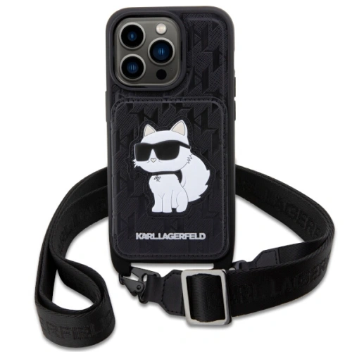 Kup Karl Lagerfeld Apple Tasche KLHCP14XCSAKHPCK iPhone 14 Pro Max Hartschale schwarz/schwarz Crossbody Saffiano Monogram Choupette - KLD1560 - {ean13} - Sklep Home Screen