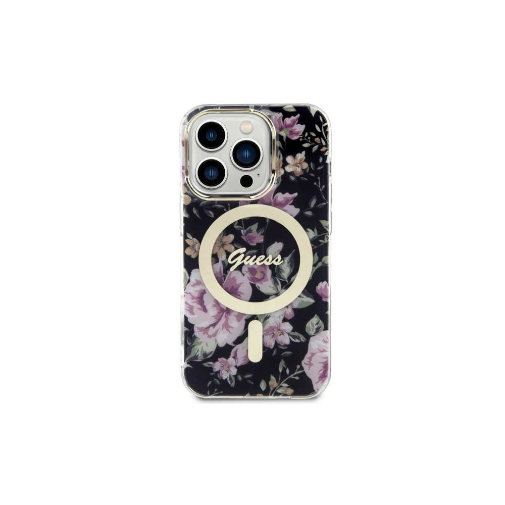 Etui Guess GUHMP14LHCFWSK Apple iPhone 14 Pro czarny/black hardcase Flower MagSafe