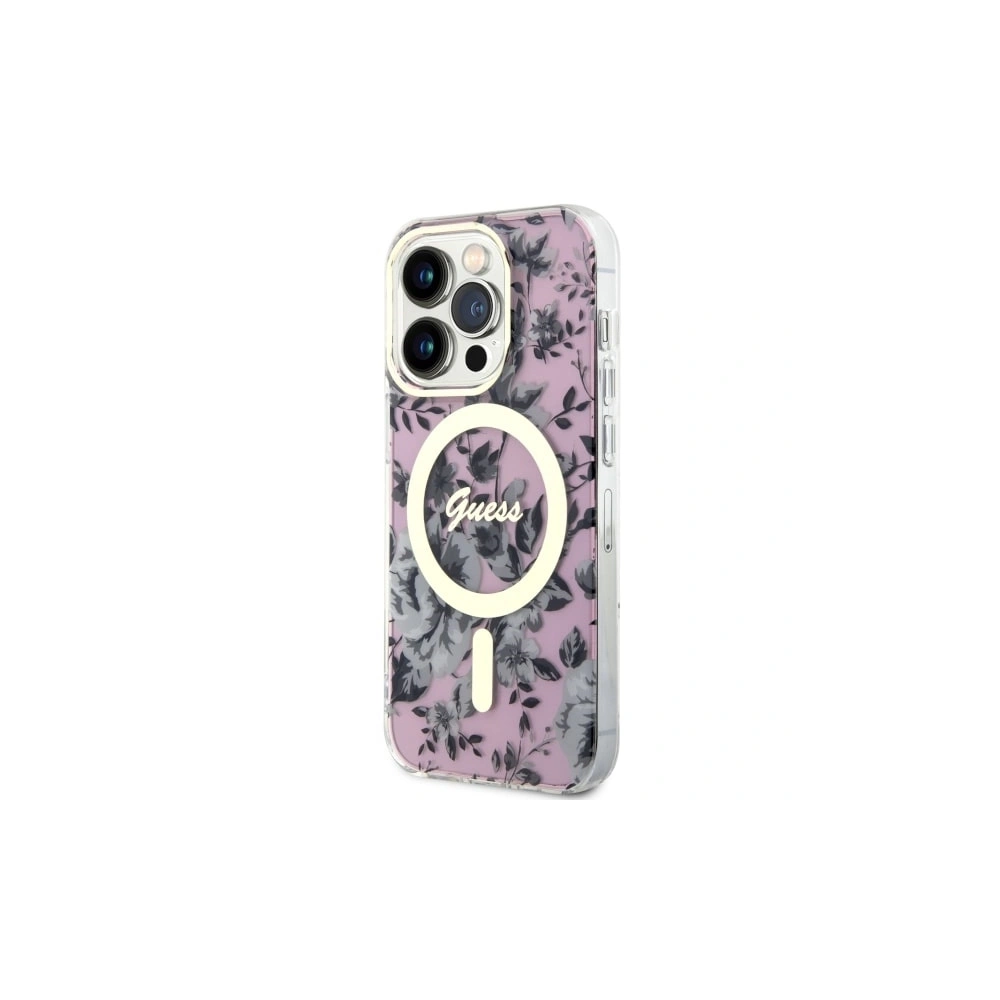 Etui Guess GUHMP14LHCFWSP Apple iPhone 14 Pro różowy/pink hardcase Flower MagSafe