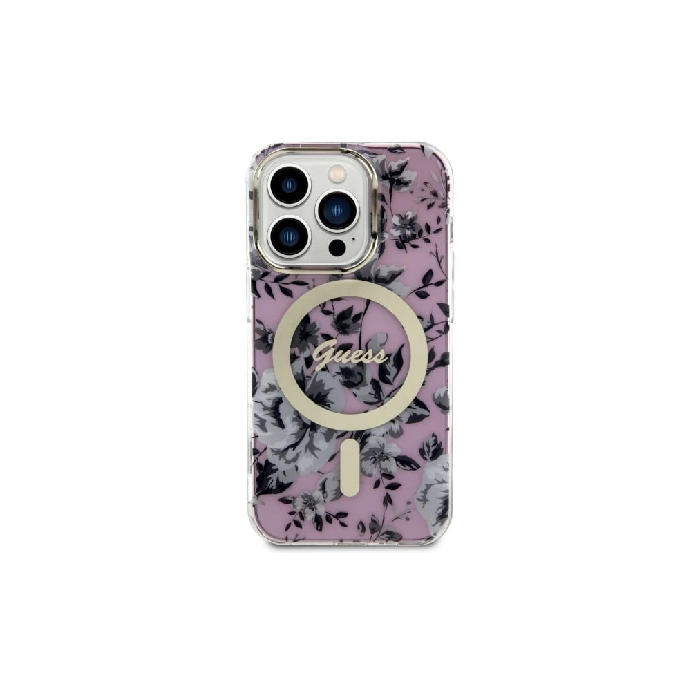 Etui Guess GUHMP14LHCFWSP Apple iPhone 14 Pro różowy/pink hardcase Flower MagSafe