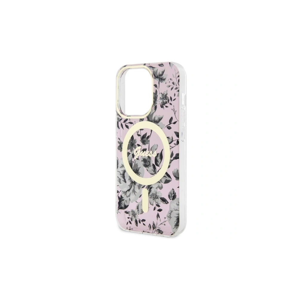 Etui Guess GUHMP14LHCFWSP Apple iPhone 14 Pro różowy/pink hardcase Flower MagSafe