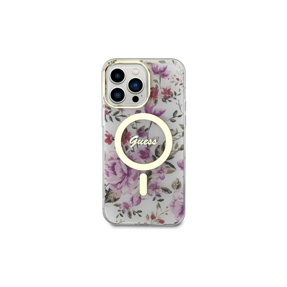 Etui Guess GUHMP14LHCFWST Apple iPhone 14 Pro transparent hardcase Flower MagSafe