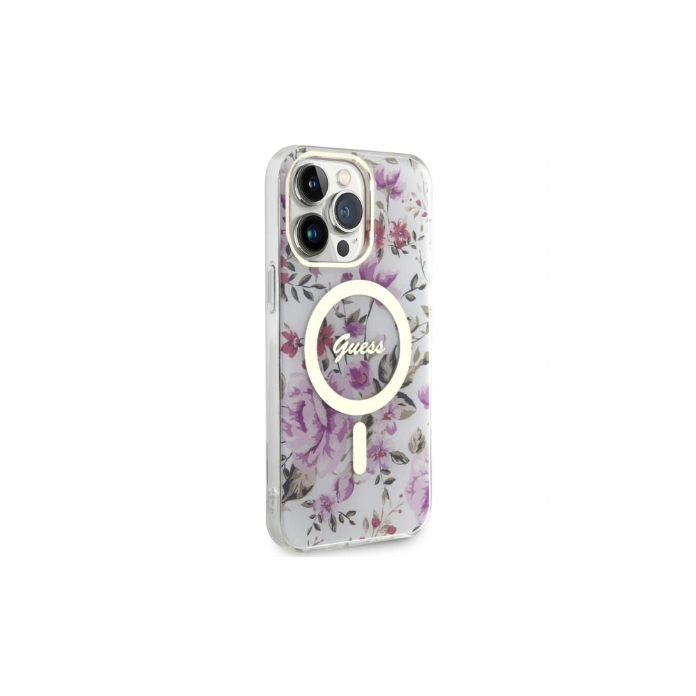 Etui Guess GUHMP14LHCFWST Apple iPhone 14 Pro transparent hardcase Flower MagSafe