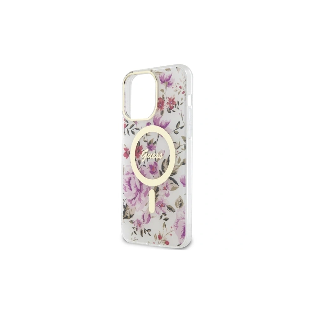 Etui Guess GUHMP14LHCFWST Apple iPhone 14 Pro transparent hardcase Flower MagSafe