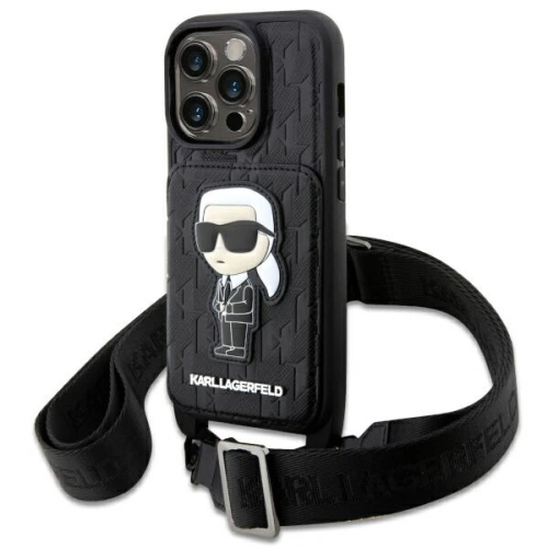 Kup Etui Karl Lagerfeld KLHCP14XCSAKHPKK Apple iPhone 14 Pro Max hardcase negru/black Crossbody Saffiano Monogram Ikonik - KLD1561 - {ean13} - Sklep Home Screen