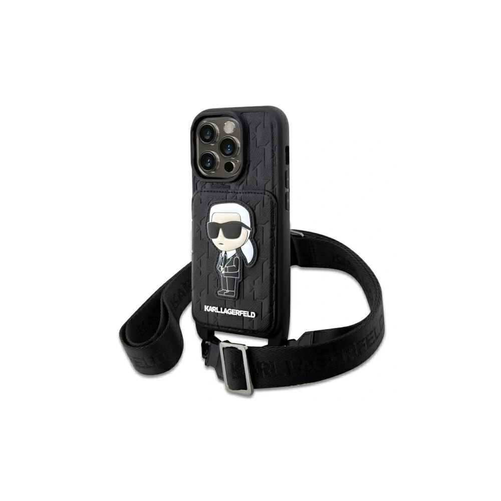 Etui Karl Lagerfeld KLHCP14XCSAKHPKK Apple iPhone 14 Pro Max hardcase czarny/black Crossbody Saffiano Monogram Ikonik