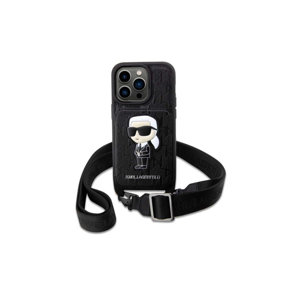 Etui Karl Lagerfeld KLHCP14XCSAKHPKK Apple iPhone 14 Pro Max hardcase czarny/black Crossbody Saffiano Monogram Ikonik