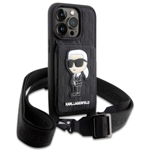 Kup Karl Lagerfeld Apple Tasche KLHCP14XCSAKHPKK iPhone 14 Pro Max Hartschale schwarz/schwarz Crossbody Saffiano Monogram Ikonik - KLD1561 - {ean13} - Sklep Home Screen