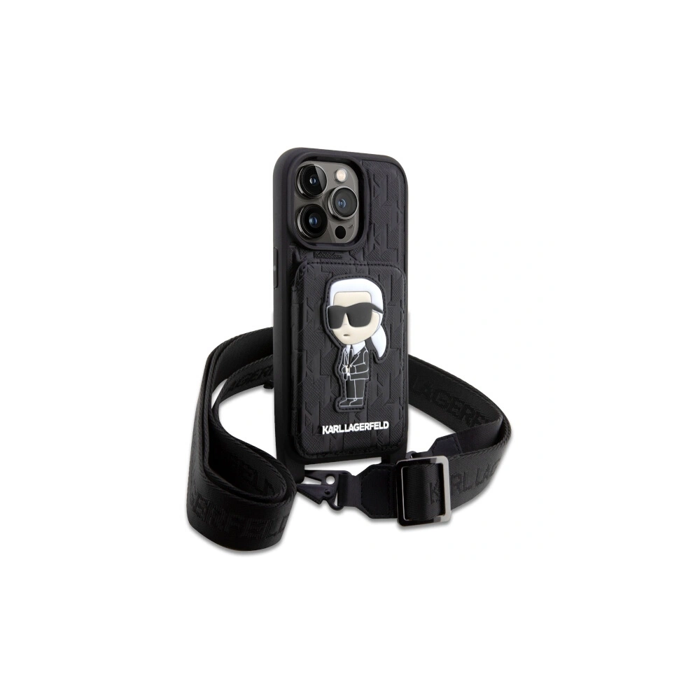 Etui Karl Lagerfeld KLHCP14XCSAKHPKK Apple iPhone 14 Pro Max hardcase czarny/black Crossbody Saffiano Monogram Ikonik