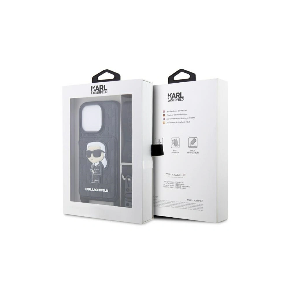 Etui Karl Lagerfeld KLHCP14XCSAKHPKK Apple iPhone 14 Pro Max hardcase czarny/black Crossbody Saffiano Monogram Ikonik