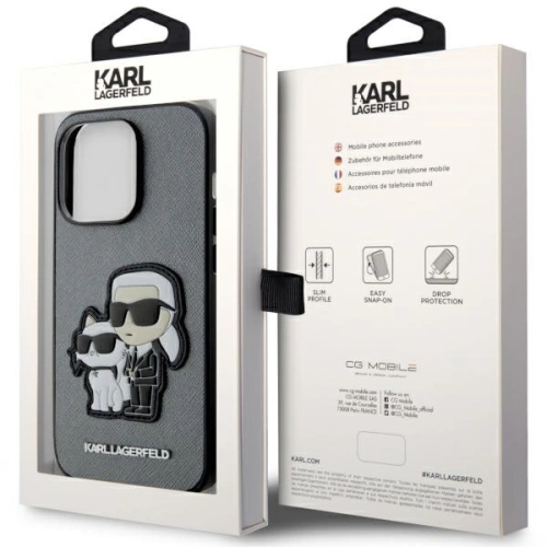 Kup Etui Karl Lagerfeld KLHCP14XSANKCPG Apple iPhone 14 Pro Max hardcase srebrny/silver Saffiano Etui Karl & Choupette - KLD1564 - {ean13} - Sklep Home Screen